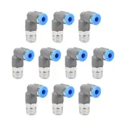Elbow Push to Connect Air Fittings 4mm Tube OD X 1/8PT Male Thread Grey 10Pcs