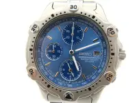 在飛比找Yahoo!奇摩拍賣優惠-【精品廉售/手錶】Seiko精工 三眼海洋藍石英男腕錶*防水