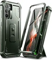 [Dexnor] Case for Samsung Galaxy S21 Plus S21+ 5G 6.7 Inch with Built-in Screen Protector Military Grade Armour Heavy Duty 360 Full Body Shockproof Bumper Protection Cover with Stand - Green