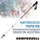 【KOMPERDELL奧地利】ANTISHOCK 7075 鋁合金泡棉短握把避震登山杖.7075-T6航太鋁合金.三節式(僅257g.單支)/健行手杖.拐杖/1742440-999