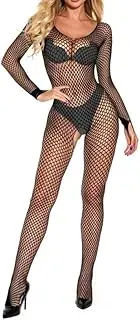 [SHEKEI] Women's One Piece Fishnet Lingerie Bodysuit Mesh Bodystocking Sexy Tights Nightwear Jumpsuit Underwear