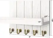 New Key & Mail Holder for Wall with Hooks Organizer Rustic Farmhouse Decor White