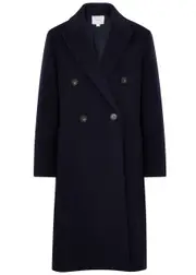Vince Brushed Wool-blend Coat - Dark Blue - S (UK8-10 / S) S (UK8-10 / S)