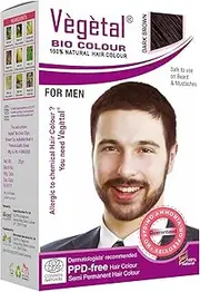 Vegetal Bio Colour - Experience Natural Dark Brown Beard Hair Color for Men Ammonia-Free, PPD-Free, 100% Organic, and Herbal Safe and Effective Beard Dye Complete Kit Included 25g Each