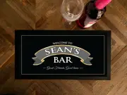 Personalised bar runner Mat - beer label Ribbon bar mat Home bar accessories