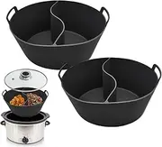 2pcs Slow Cooker Liners for 6/7/8 Quarts Slow Cooker Food Grade Silicone Crock-Pot Divider Liner Reusable Leakproof Dishwasher Safe Cooking Liner for Slow Cooker Black