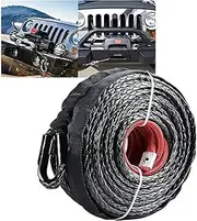 Winch Rope String Line Cable with Sheath Gray Synthetic Towing Rope 29m12000LBs Car Wash Maintenance String for ATV UTV Off-Road(9.5mmx26M)