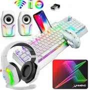 Wireless Rechargeable Gaming Keyboard Mouse Headset or Speaker Set RGB Backlit