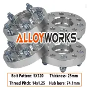 4PCS Wheel Spacer 25mm 5X120 5 stud 14x1.25 74.1mm FOR BMW X5 X6 E70 2010-18 (for: BMW)