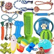 Puppy Toys 20 Pack for Small Dogs, Dog Toys Set, Pet Teething Balls Bundle Toys Boredom, Dog Toothbrush Chew Toys Rope, Treat Balls, Medium Squeaky Teeth Cleaning, Dog Interactive Enrichment Training