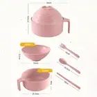 5pcs Wheat Straw Multifunctional Bowl Spoon Fork Chopstick Eating Dinnerware _t