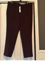 Ann Taylor Dress Pants 12 Devin Fit Straight Cropped Tweed Burgundy Pockets