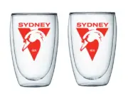 Sydney Swans Official AFL 2 Insulated Double Wall Glasses Tea Coffee Spirits