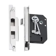 2215 Mortice Lock 3 Lever Rebated Chrome Plated CTC57mm Backset 57mm