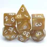 New 7 Piece Polyhedral Pearlescent Root Beer Dice Set With Bag D&D RPG