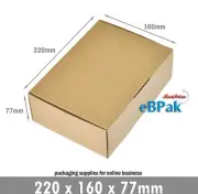 200x Mailing Box 220 x 160 x 77mm A5 Diecut Brown Shipping Carton B65