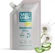 Salt of the Earth Natural Roll-On Deodorant Refill Bag - 3 Uses - Unscented - Vegan, Long Lasting Protection, Leaping Bunny Certified, Made in the UK - 225ml