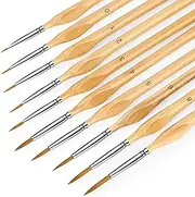 Miniature Paint Brushes, 10PC Fine Detail Paint Brush Set, Small Painting Brushes for Art, Crafts, Acrylic, Watercolor, Oil, Model, Face, Paint by Number, Figurine-Wood