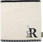 Azjisel Snoopy Mini Towel, 9.8 inches (25 cm), Initial R, Embroidered, White