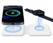 Folding double Magnetic 15W Wireless Charger for iphone 12 and iWatch