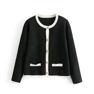 （全新）Zara 珍珠釦裝飾開襟衫 開襟外套 長袖上衣 薄外套 罩衫 小香風外套 針織衫 針織外套 OL 原價1680