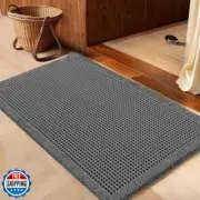 IM HOME Waffle Bath Mat Grey 36"x24", Boho Woven Modern Bath Rug Mats, Absorb