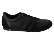 Dolce & Gabbana Black Logo Leather Casual Sneakers Shoes