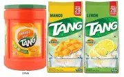 Tang Orange Instant Drink Plastic Jar 750g + Lemon/Mango Refill 2x500g - 3 Pack