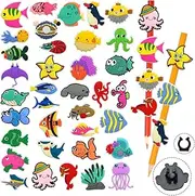 Kleeblatt Marine Animal Pencil Toppers Bulk, 50pcs Cute Colored Pen Toppers, Fun School Supplies, Incentives For School Students, Marine Animal Present,Classroom Prize Box