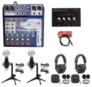 2) Person Gaming Twitch Stream Bundle Soundcraft Mixer+Headphones+Mic+Desk Stand