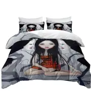 Scary Art Lovely Maiden and Faceless Ghosts Quilt Cover