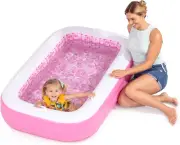 Small Inflatable Kiddie Pool 65"X39"X10" (5'5") Blow up Soft Bottom, Handles,...