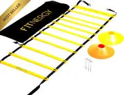 12-Rung Agility Ladder, Speed Training, 10 Cones, Carry Bag, 4 Pegs, D-Rings