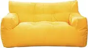 HWOEK Bean Bag Chair Cover for Adults and Kids (No Filler) Premium Cotton and Linen Double Lazy Sofas Cover Soft Lounger Seat Beanbag Cover 45.3" x29.1" x24.8",Yellow