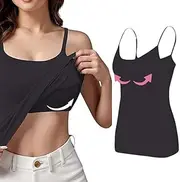 [SSKHE] Women's Cotton Tank Basic Top with Shelf Bra Undershirt Adjustable Wide Strap Camisole Basic Tank Top, Black, M