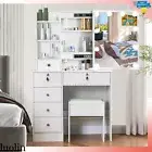 Vanity Set Makeup Desk Dressing Table with Sliding Lighted Mirror and 6 Drawer