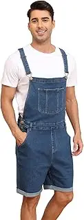 [UMESOUL] Men's Denim Shorts Bib Overalls Jeans Casual Loose Fit Walkshort Summer Jumpersuit