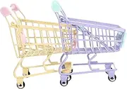 Generic Mini Shopping Cart for Kids Play House Toy Metal Shopping Trolley Safe Stylish Decor for Home Random Color