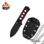 QSP Canary Fixed Blade Knife Black/Red G10 Handle 14C28N Plain Edge QS141-B2