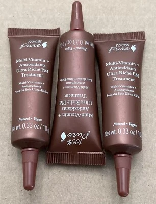 100% pure Face Treatment Multivitamin antioxidants ultra Riche .33oz 3pc