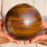 3.20lb Large Natural Tiger Eye Stone Sphere Quartz Crystal Ball Specimen Healing