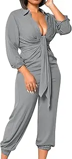 [Generic] Womens Jumpsuit Wide Leg Sleeve Women V Neck Jumpsuit Loose Tie Long Sleeve Jumpsuit off Shoulder Rompers Women