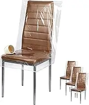 Houseables Plastic Chair Covers, Chair Covers for Dining Chairs, Dining Room Seat, Waterproof Chairback Protectors, for Living Room, Kitchen, Cats, Vinyl, Clear, Universal Fit, 24 x 22 Inch, 4 Pack