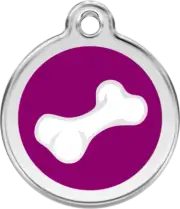 Red Dingo 2D Bone Tag Purple - Lifetime Guarantee - Cat, Dog, Pet ID Tag Engrave