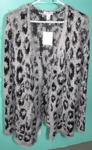 JACLYN SMITH COLLECTION Black/Silver/Gray Open Front Cardigan Ladies Small NWT