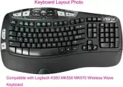Keyboard Cover for Logitech K350 Wireless Wave Keyboard, Logitech MK570 Black