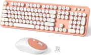 Typewriter Retro Round Wireless Full Size Keyboard and Mouse