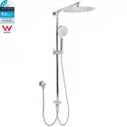 KYLINS Dual Shower Round 12" Rainfall Head Handheld Sliding Rail Set Mixer Taps