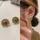 【Oni 歐妮】蘇格蘭格紋 耳扣耳針穿式耳環耳釘耳骨環 耳飾耳飾925銀針(1對入)
