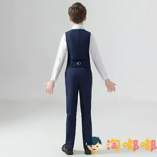 三件套 兒童西裝套裝花童禮服鋼琴演出服馬甲小主持人男童西服【步行者戶外生活館】